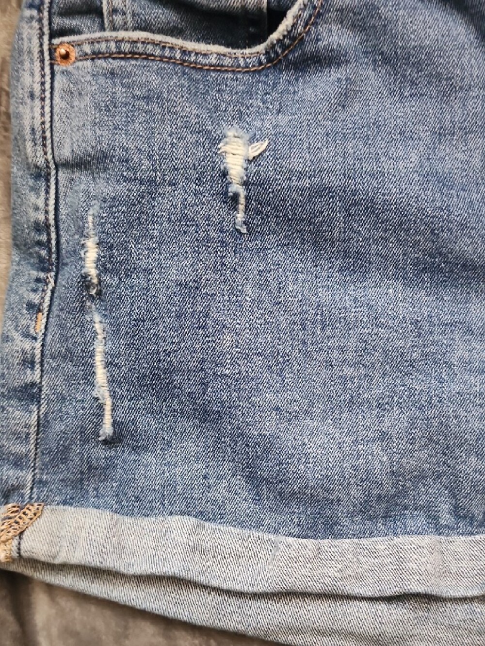 Old Navy Light Blue Distressed Rolled Cuff Denim Shorts - Picture 11 of 12